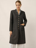 Abrigo-camisa largo con cuello mao de lino