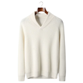 Jersey cachemire 100% con Cuello en V en Canalé