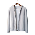 Sudadera bicolor 100% cachemir con cremallera y capucha