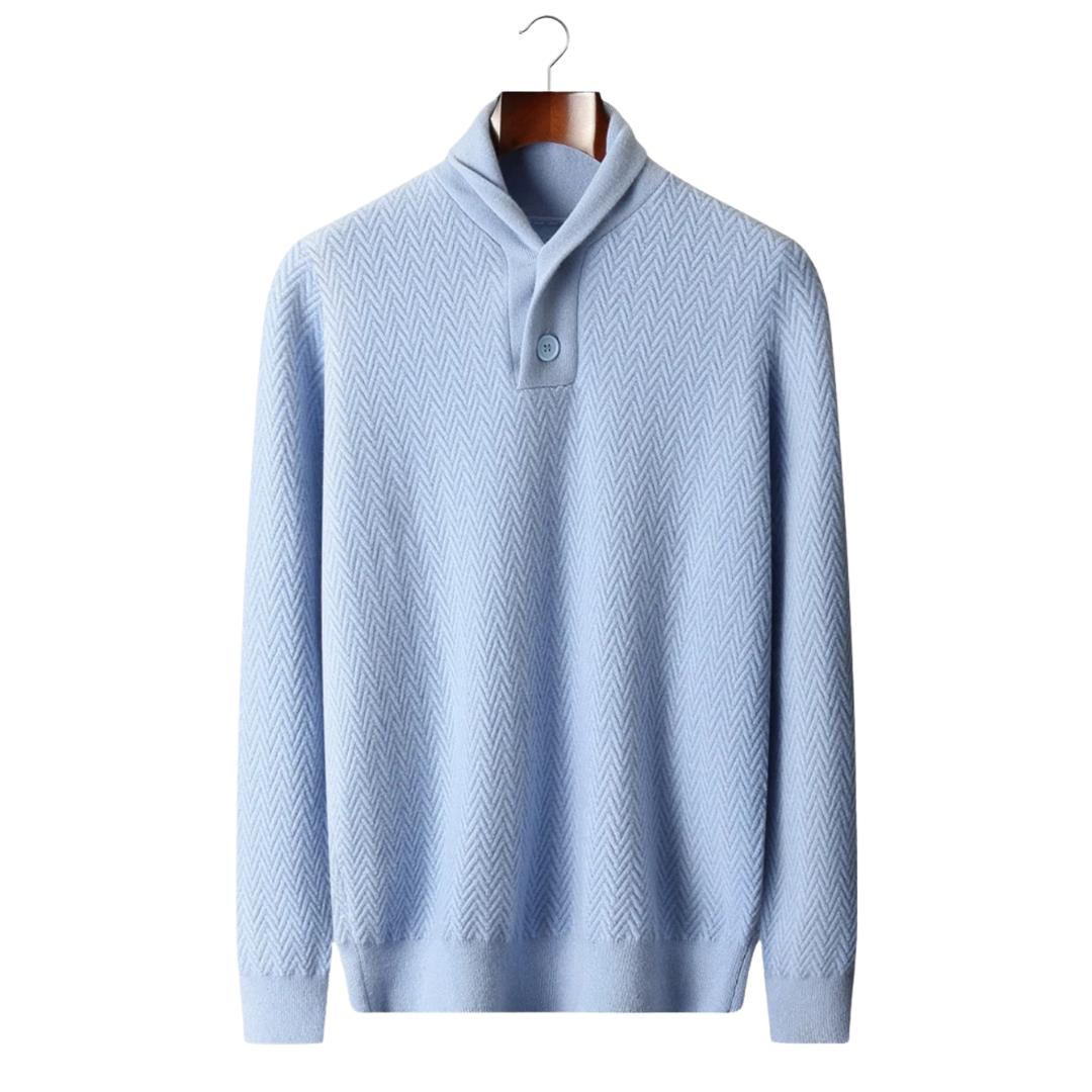 Jersey 100% cachemir en zigzag con botones