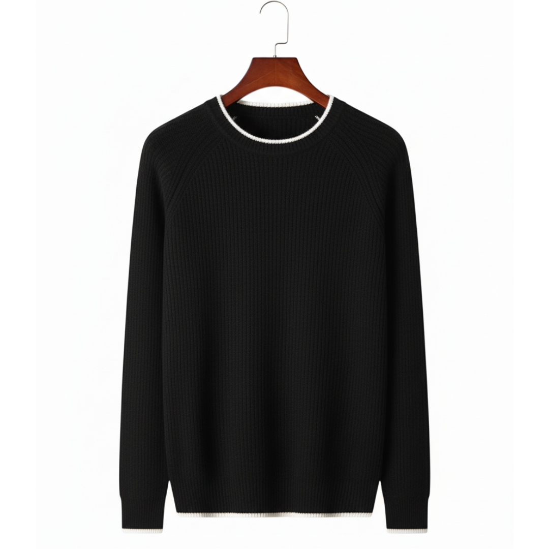 Jersey de lana bicolor con cuello redondo