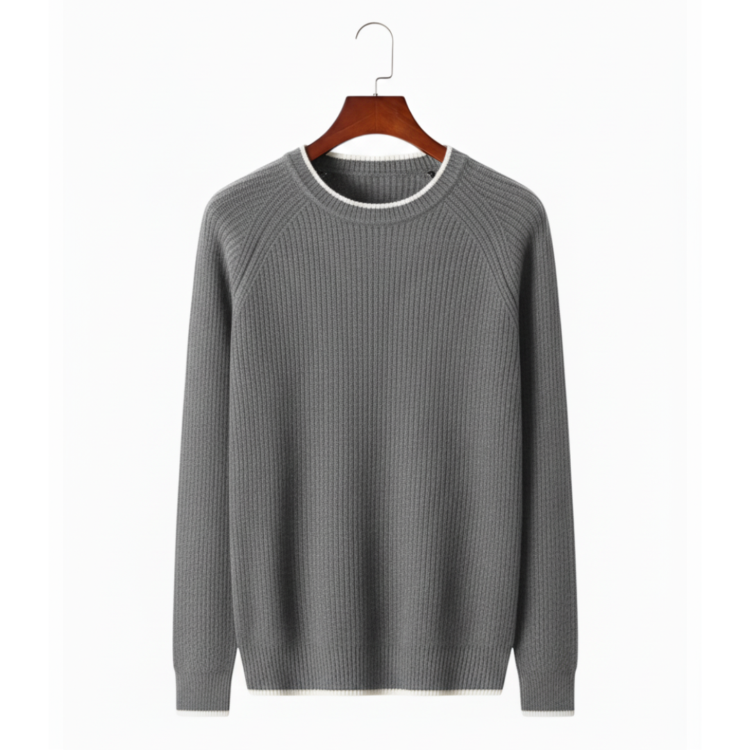 Jersey de lana bicolor con cuello redondo