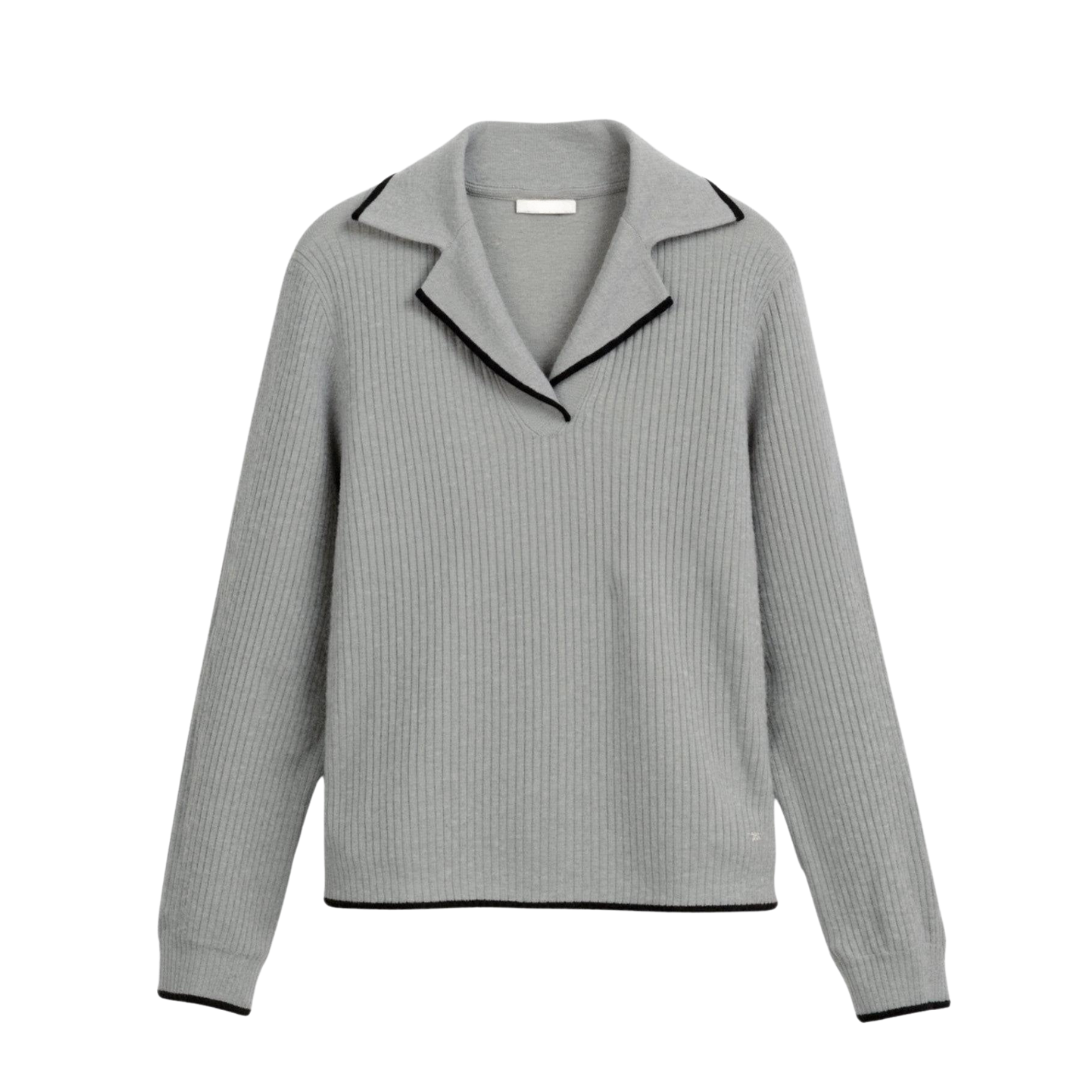 Jersey gris con cuello solapa