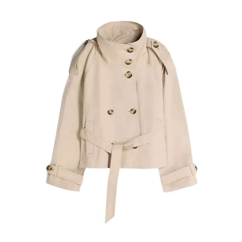 Abrigo de gabardina con cordones