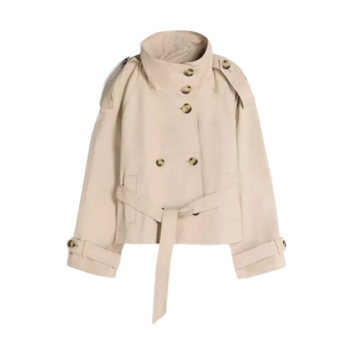 Abrigo de gabardina con cordones