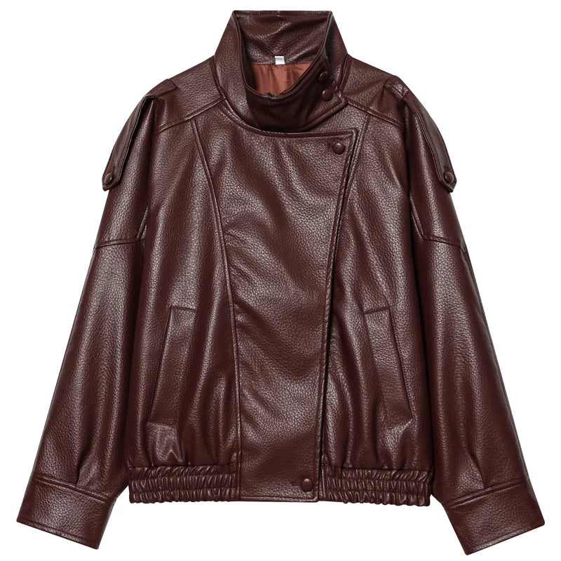 Chaqueta Bomber Negra de Piel Sintética