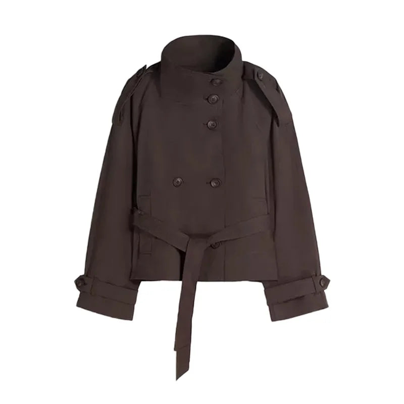 Abrigo de gabardina con cordones