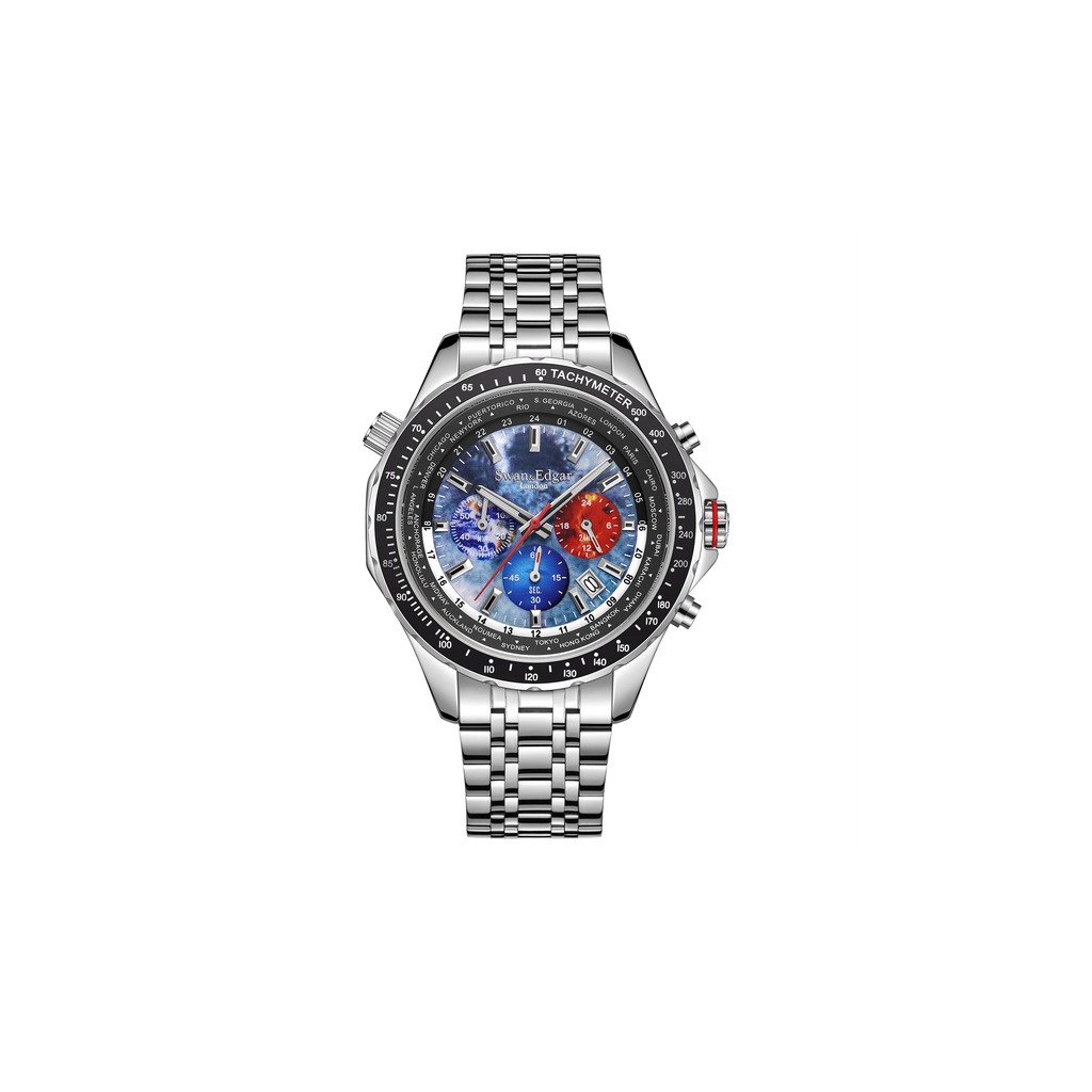 World Timer Mechanischer Quarz Grau