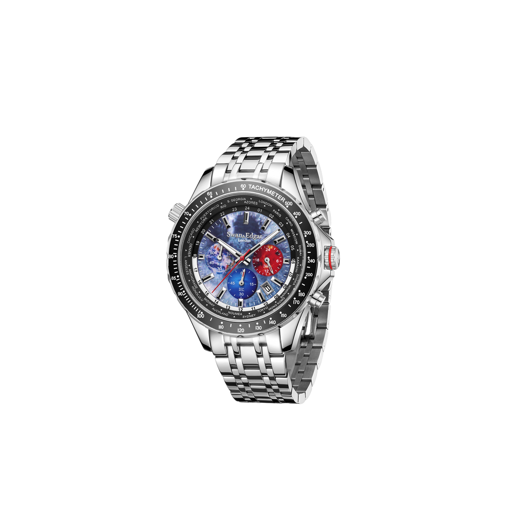 World Timer Mechanischer Quarz Grau