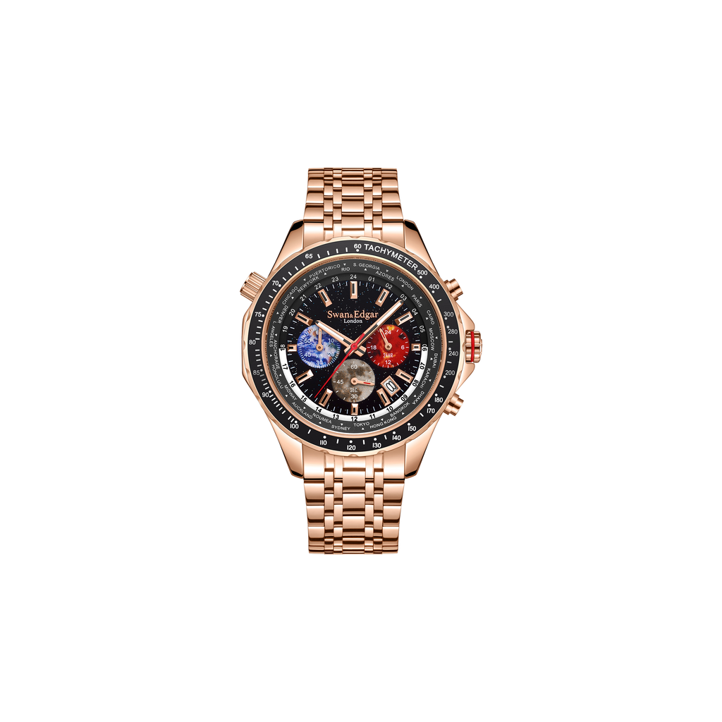 World Timer Mechanical Quartz Oro Rosa