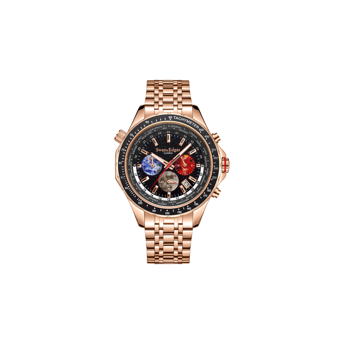 World Timer Mechanical Quartz Oro Rosa