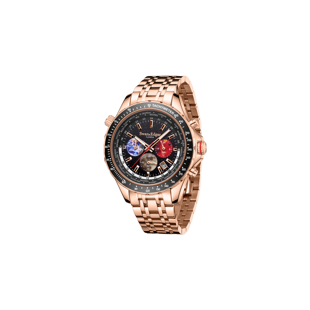 World Timer Mechanical Quartz Oro Rosa