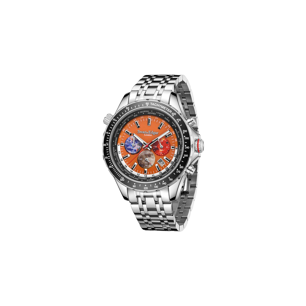 Weltzeituhr Mechanisch Quarz Orange