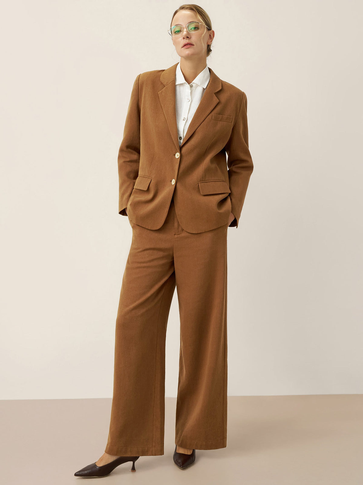 Blazer entallado en lyocell-lana