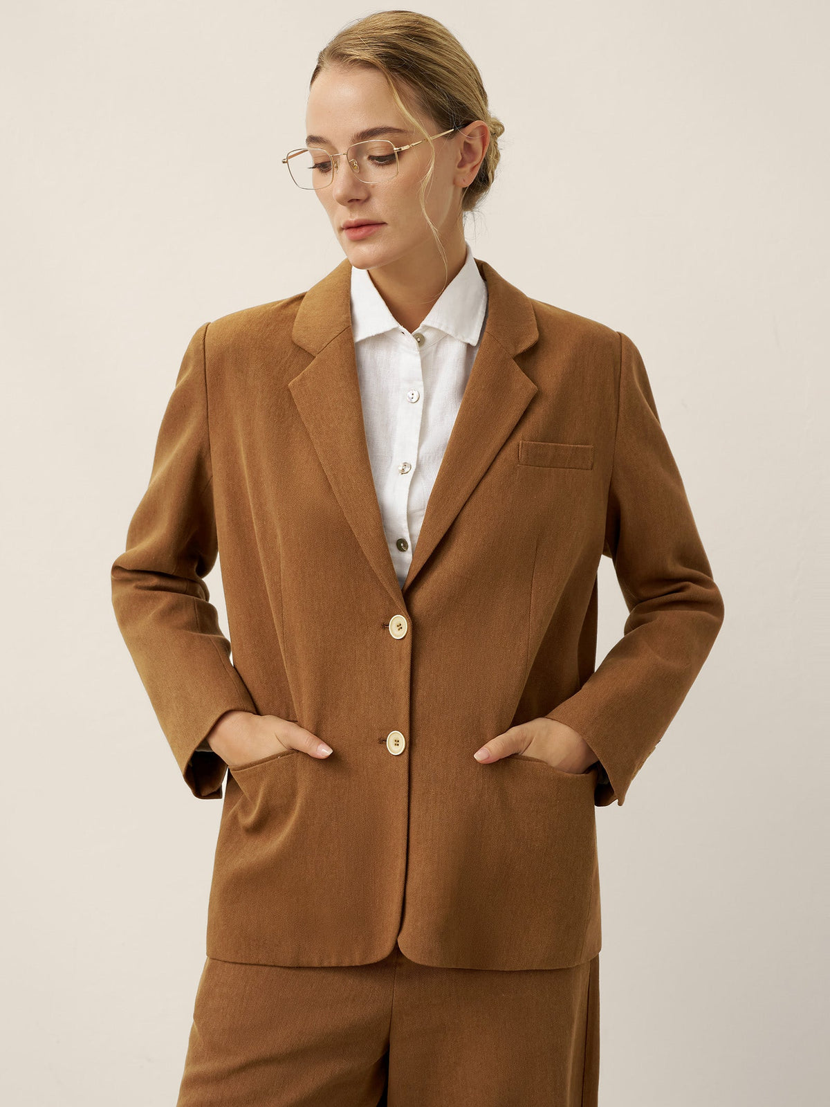 Blazer entallado en lyocell-lana