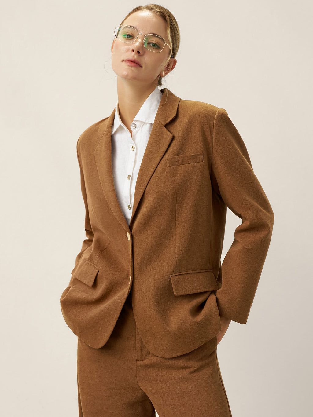 Blazer entallado en lyocell-lana