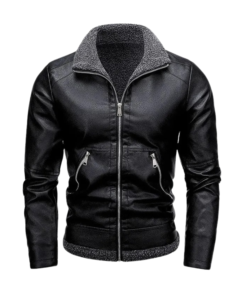 Chaqueta de cuero elegante de felpa