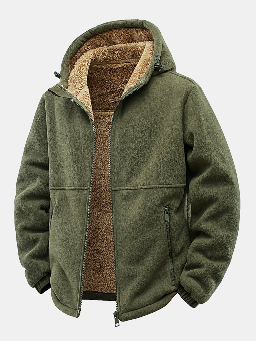 Fleecejacke mit Kapuze und Teddyfutter