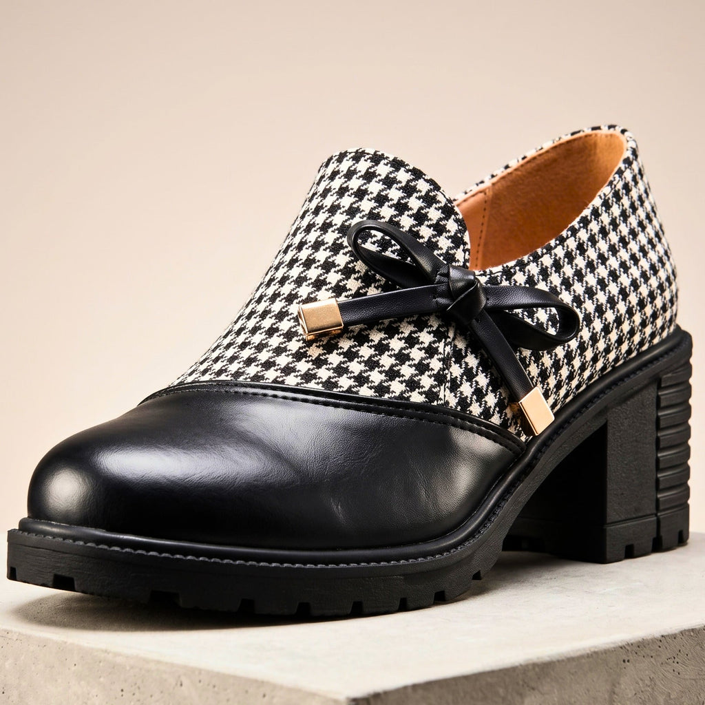 Mocasines de pata de gallo con lazo