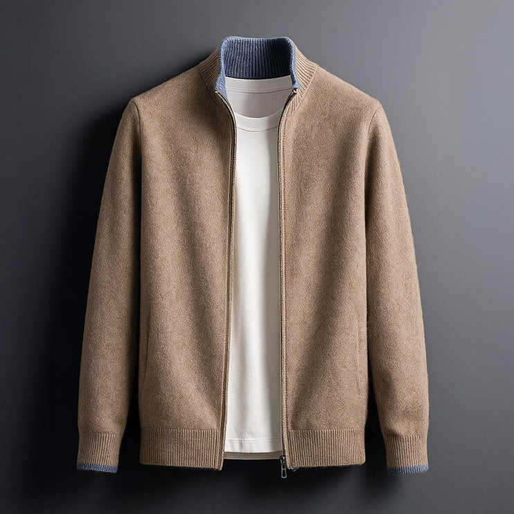 Zip-up wool cardigan