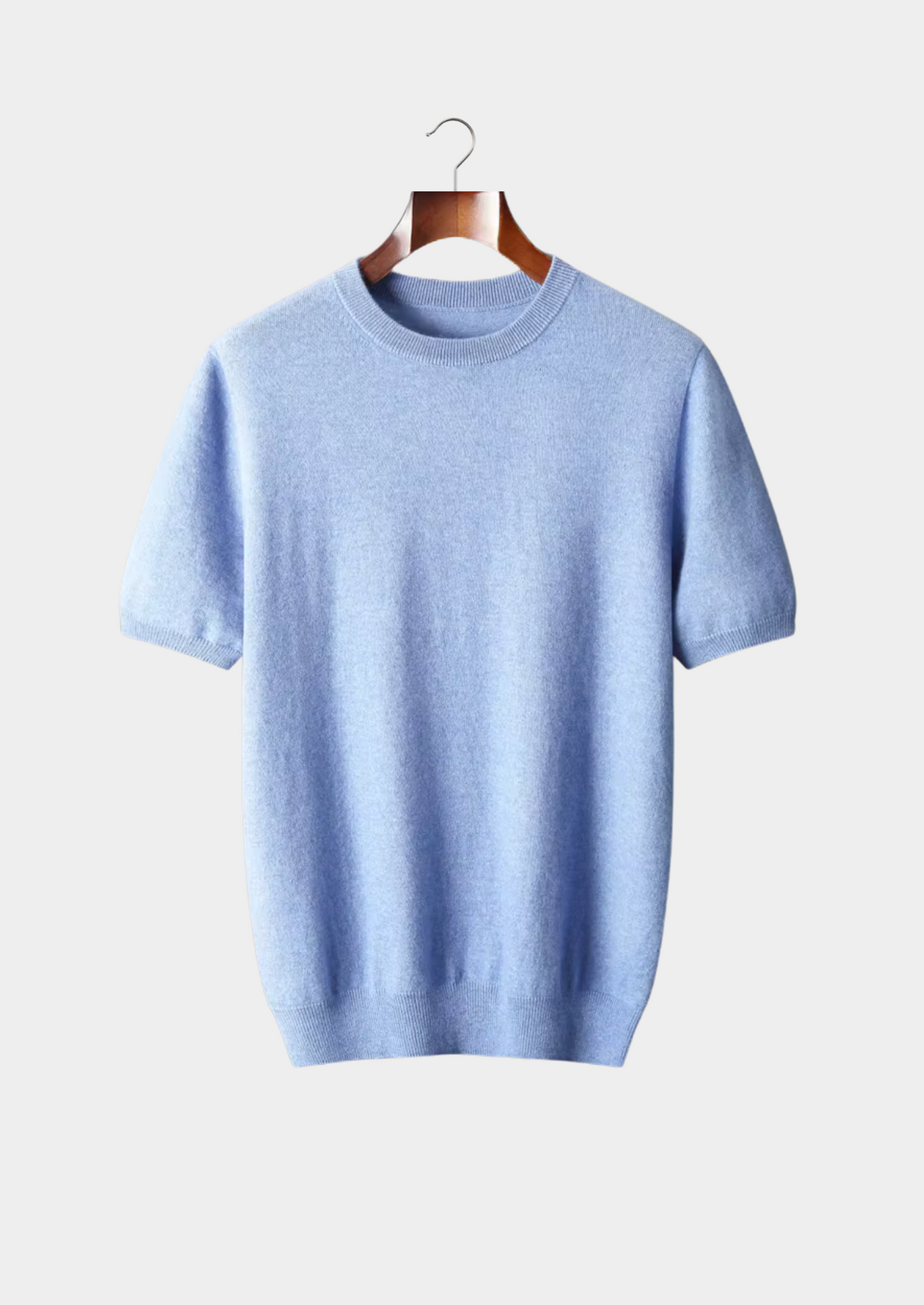 Camiseta clásica de cuello redondo 100 % cachemira