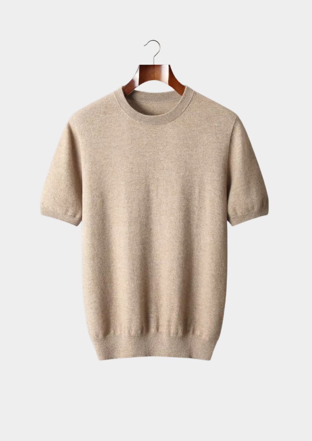 Camiseta clásica de cuello redondo 100 % cachemira
