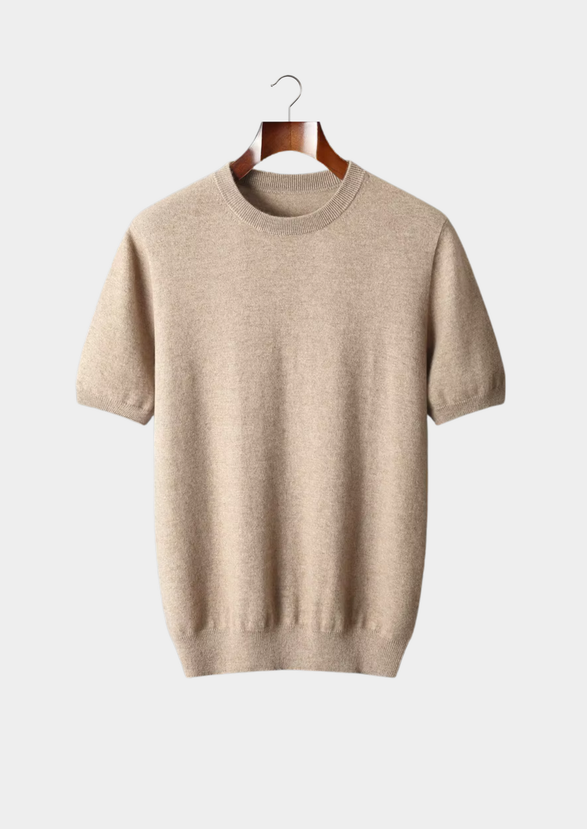 Camiseta clásica de cuello redondo 100 % cachemira