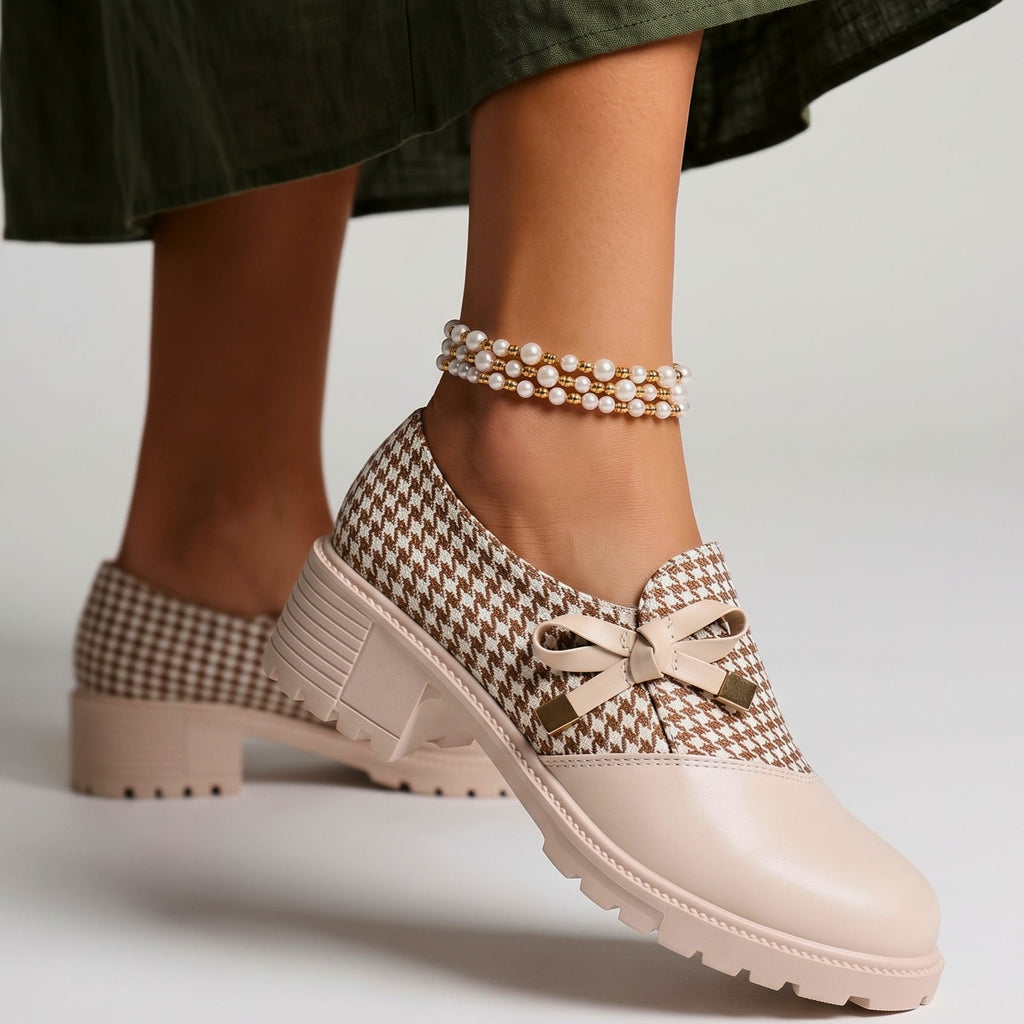 Mocasines de pata de gallo con lazo
