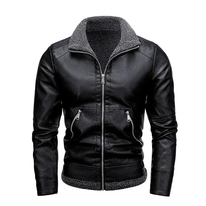 Chaqueta de cuero elegante de felpa