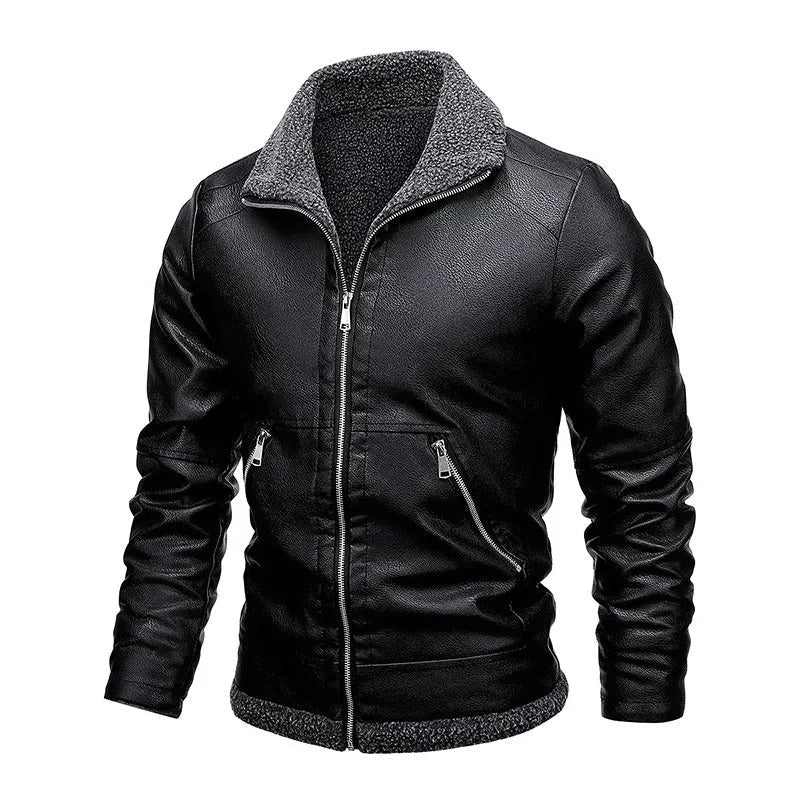 Chaqueta de cuero elegante de felpa