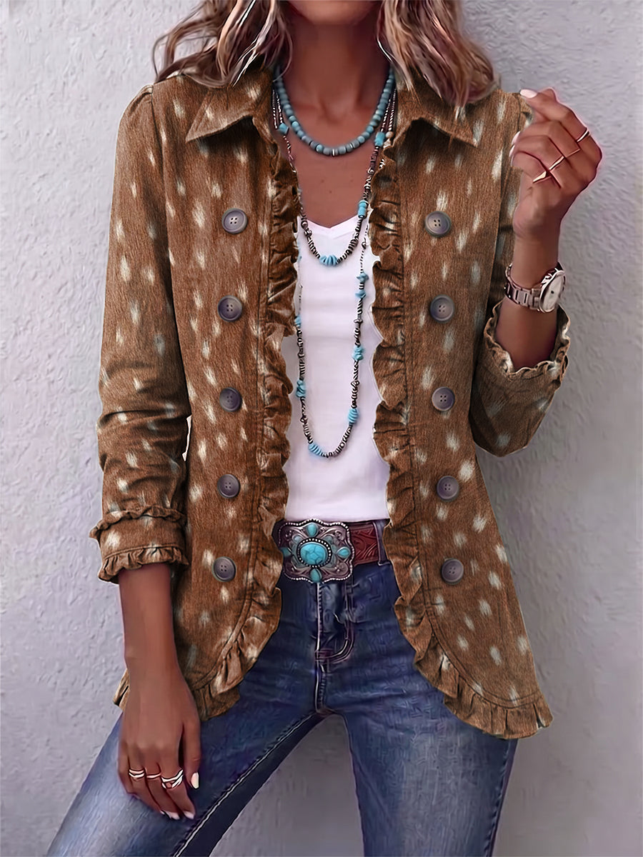 Ruffled Animal Print Jacket