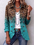 Ombre Leopard Ruffle Blazer