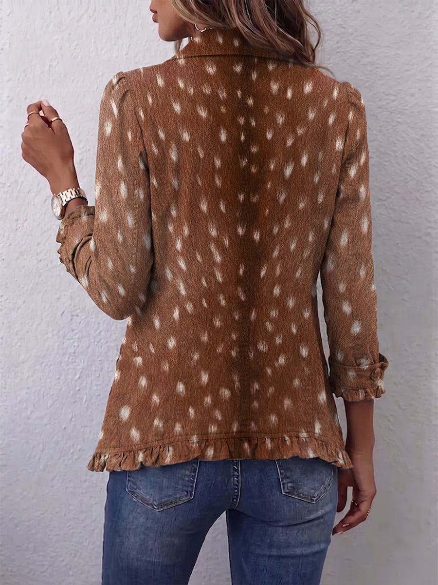 Jacke mit Animal-Print und Rüschen