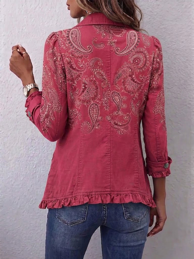 Chaqueta Cachemira Rosa con Volantes