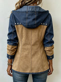 Hooded Jacket in Navy and Camel